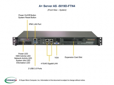 Platforma 5019D-FTN4, M11SDV-8C-LN4F, CSE-505-203B, 1U, EPYC 3251 SoC, DDR4, 4xGbE, 200W